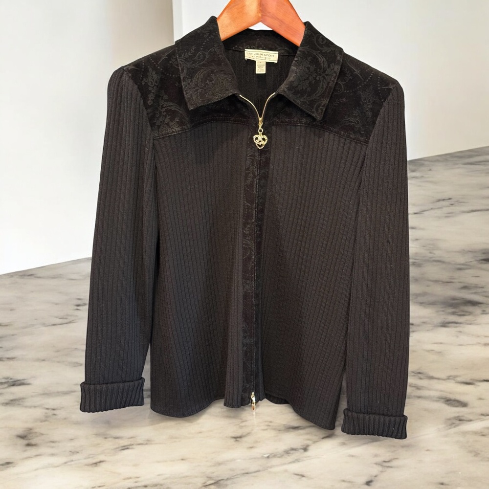 ST JOHN SPORT, Signature Black Jacket, Size L